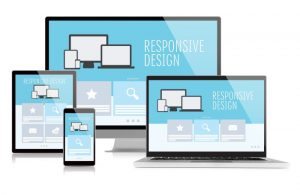 Desktop Computer, Laptop, Tablet, and Cell Phone Showing Mobile Responsive Design