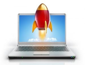 Rocket Launching Out of Laptop Screen